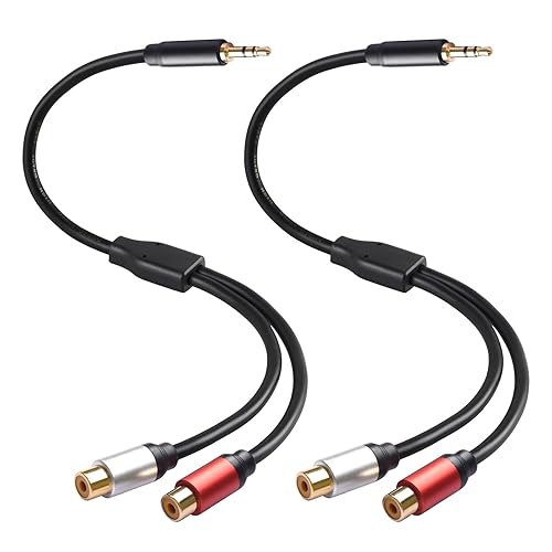 Soshine 3.5mm Male to 2RCA Female Audio Adapter(2 Pack), Gold-Plated RCA to 3.5 mm Y Splitter Cable for Tablet, MP3 to Speakers, TV, Amplifier