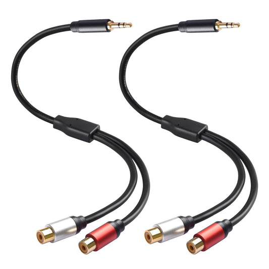 Soshine 3.5mm Male to 2RCA Female Audio Adapter(2 Pack), Gold-Plated RCA to 3.5 mm Y Splitter Cable for Tablet, MP3 to Speakers, TV, Amplifier