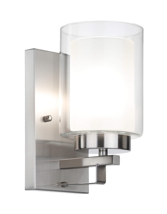 XiNBEi Lighting Wall Light 1 Light Bathroom Vanity Lighting with Dual Glass Shade in Brushed Nickel Indoor Modern Wall Mount Light Suitable