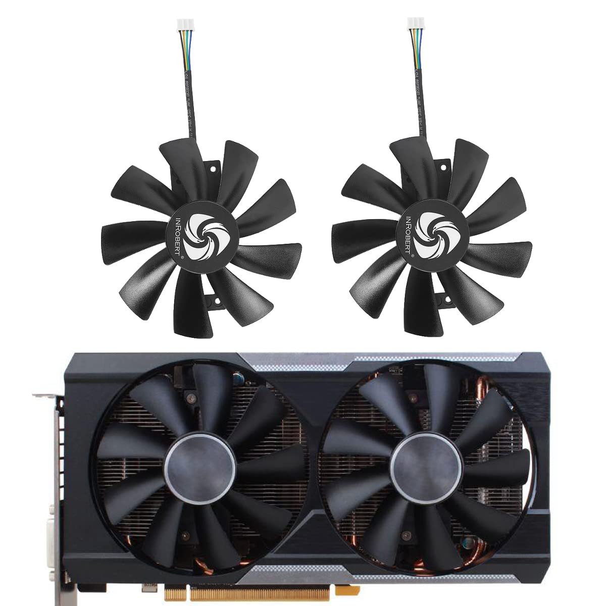 inRobert 10cm 4Pin Graphics-Card-Fan-Replacement for Sapphire-NITRO-Radeon-R9-380-380X-Video-Card-Cooling-Fan (Black-2pcs)