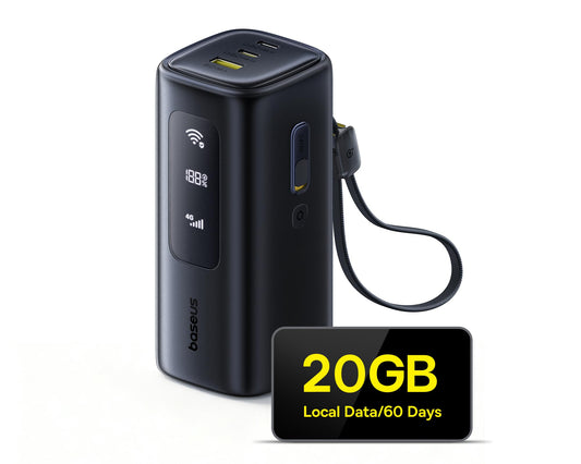 Baseus 4G LTE Mobile Hotspot & 20000mAh 67W Power Bank 2-in-1, Portable WiFi for Travel in 150+ Countries, No SIM Card, No Contract, 10 Devices