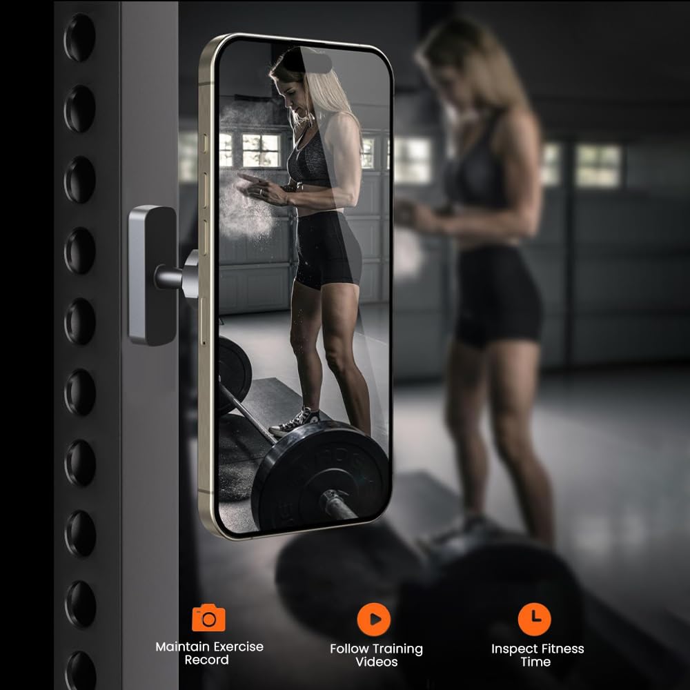 GIVUBES Magnetic Phone Holder for Gym & Office - [18N Strong] 360° Adjustable Mount for iPhone 16/15/14/13/12 Pro Max & Samsung Galaxy - Aluminum