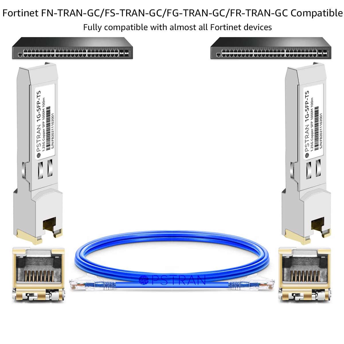 OPSTRAN 1000BASE-T SFP RJ45 Copper Transceiver Module Compatible with Fortinet FS-TRAN-GC FG-TRAN-GC FR-TRAN-GC 100m Cat5e/6