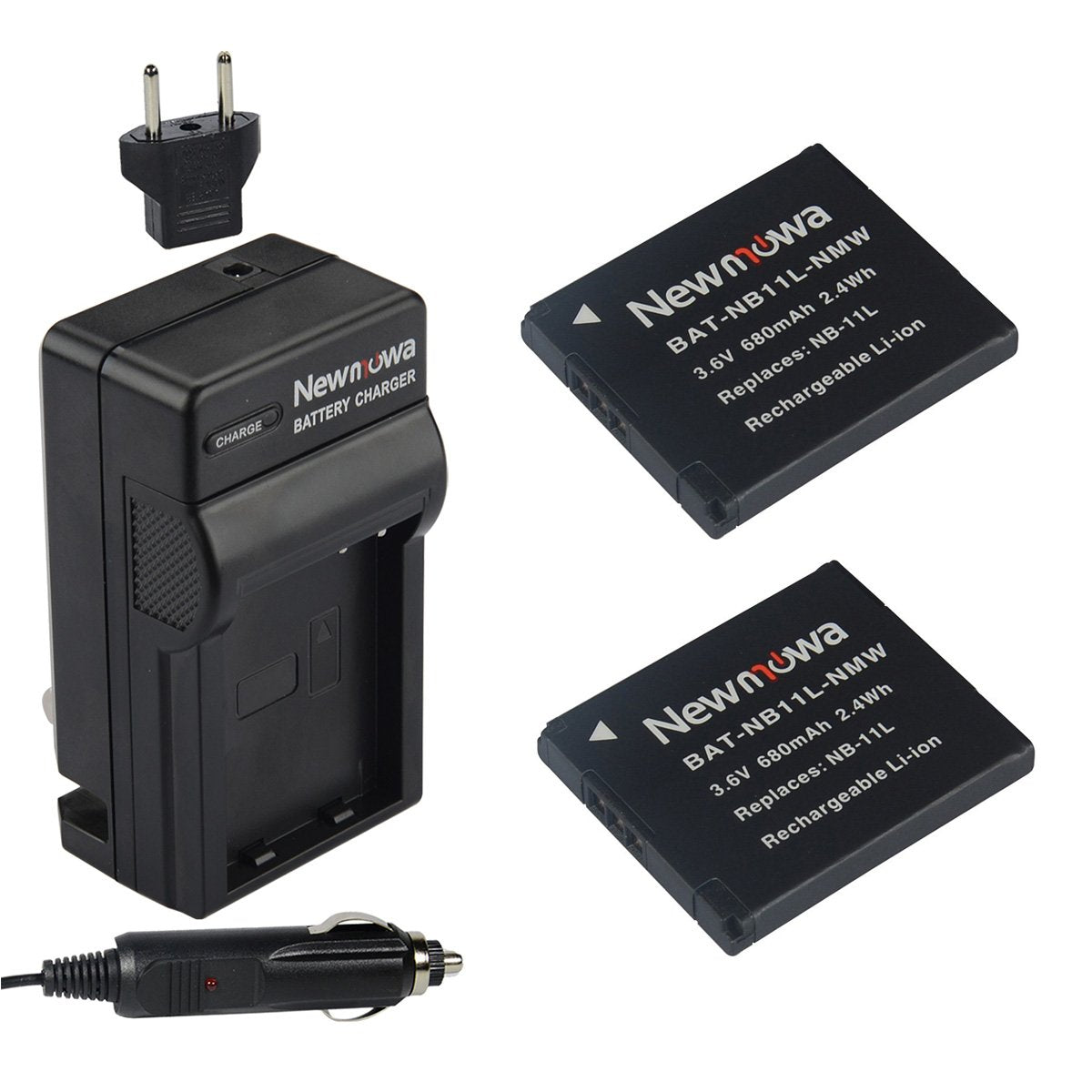 Newmowa NB-11L/NB-11LH Replacement Battery (2-Pack) and Charger Kit for Canon NB-11L/NB-11LH and Canon PowerShot A2300 IS, A2400 IS, A2500, A2600
