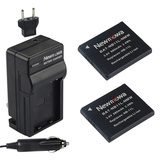 Newmowa NB-11L/NB-11LH Replacement Battery (2-Pack) and Charger Kit for Canon NB-11L/NB-11LH and Canon PowerShot A2300 IS, A2400 IS, A2500, A2600
