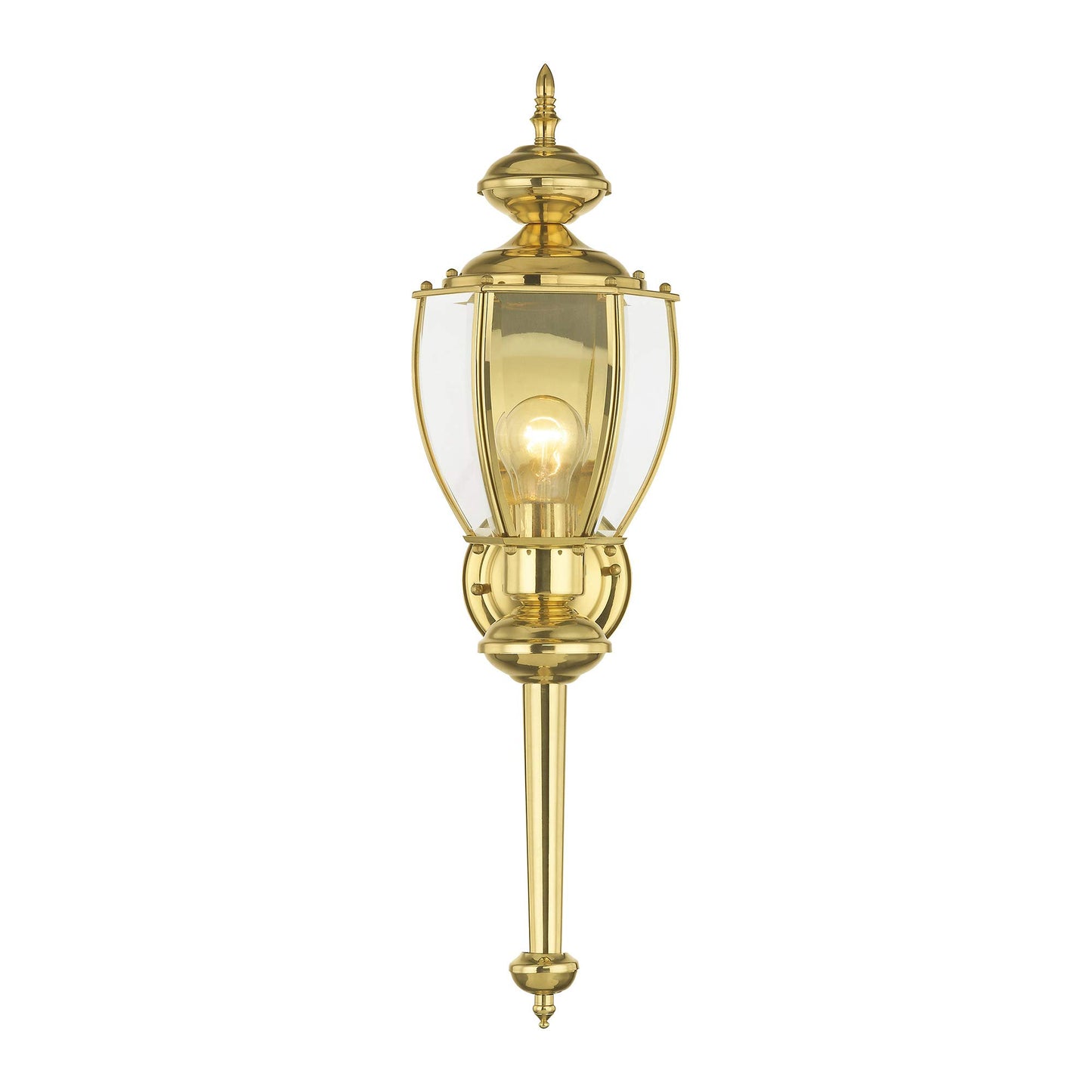 Livex Lighting 2112-02 Outdoor Wall Lantern with Clear Beveled Glass Shades, Polished Brass