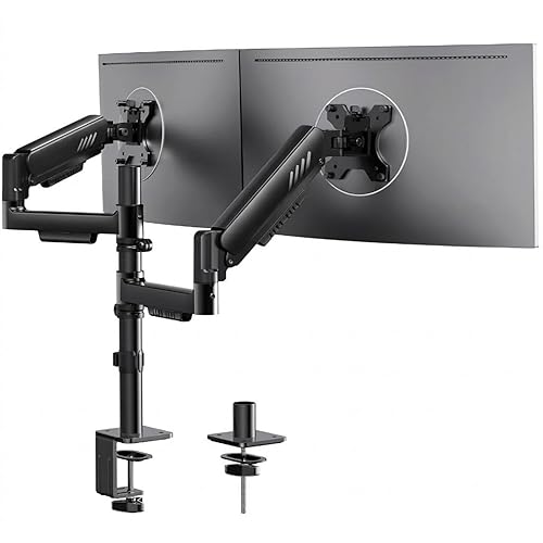 ErGear Vertical Dual Monitor Stand, Stacked Monitor Mount for 13-32? Screens, Up to 19.8 lbs per Arm, Enhanced Stability with Integrated C-Clamp