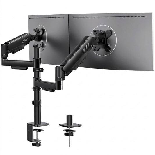 ErGear Vertical Dual Monitor Stand, Stacked Monitor Mount for 13-32? Screens, Up to 19.8 lbs per Arm, Enhanced Stability with Integrated C-Clamp