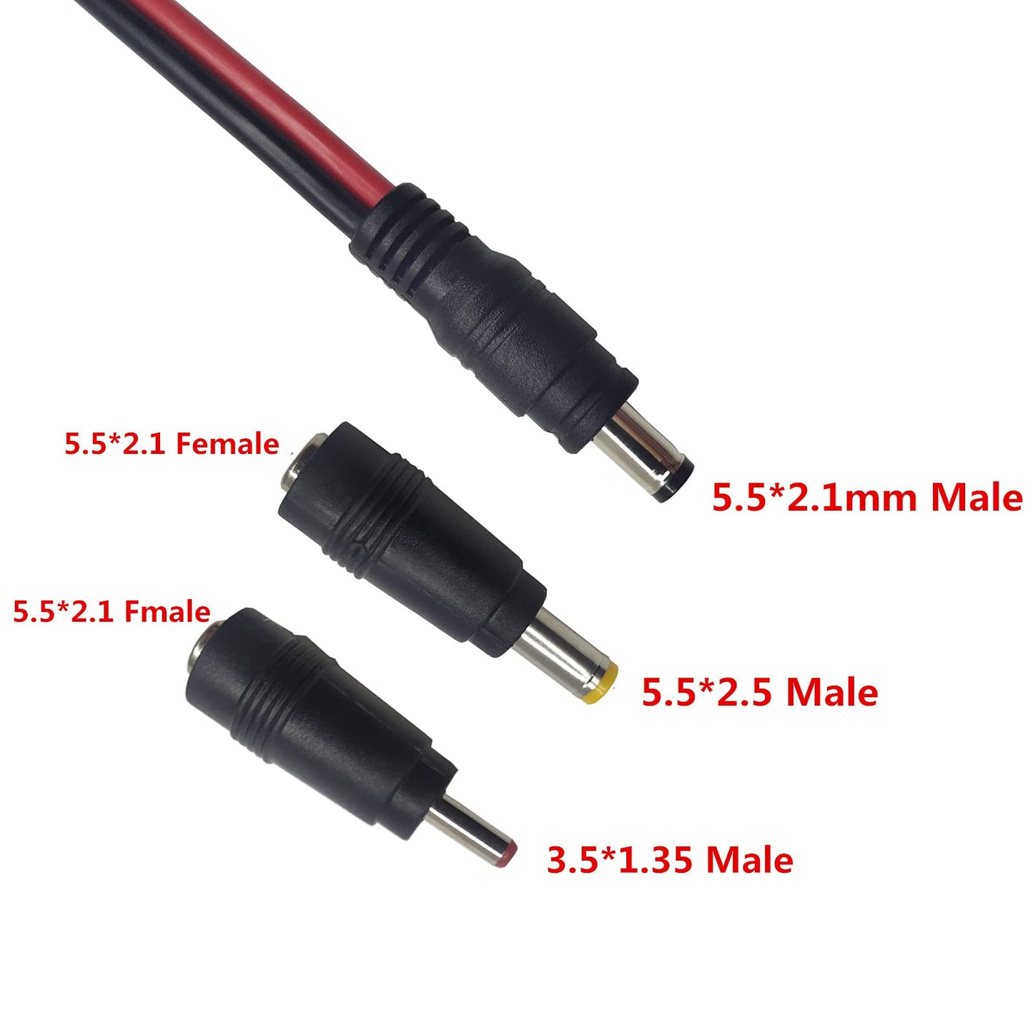 AEISVIK DC Car Charger Cable - 5.5mm x 2.1mm Connector to Cigarette Lighter Male Plug With Extra 2 Connectors 12-24V 15A Auto Power Supply Cord