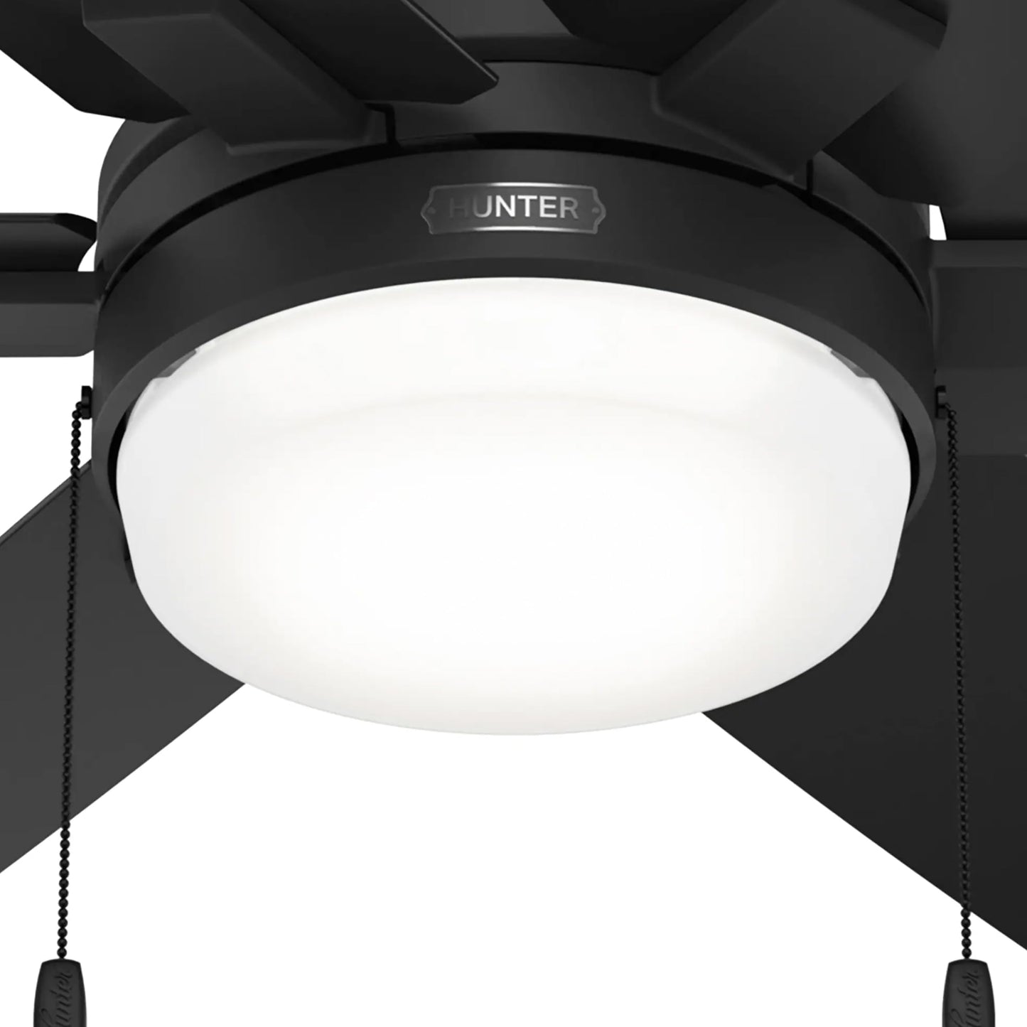 Hunter 52 inch Matte Black Indoor Ceiling Fan with Lights and Pull Chains for Bedroom, Living Room, Dining Room, Kitchen, Office (Renewed)