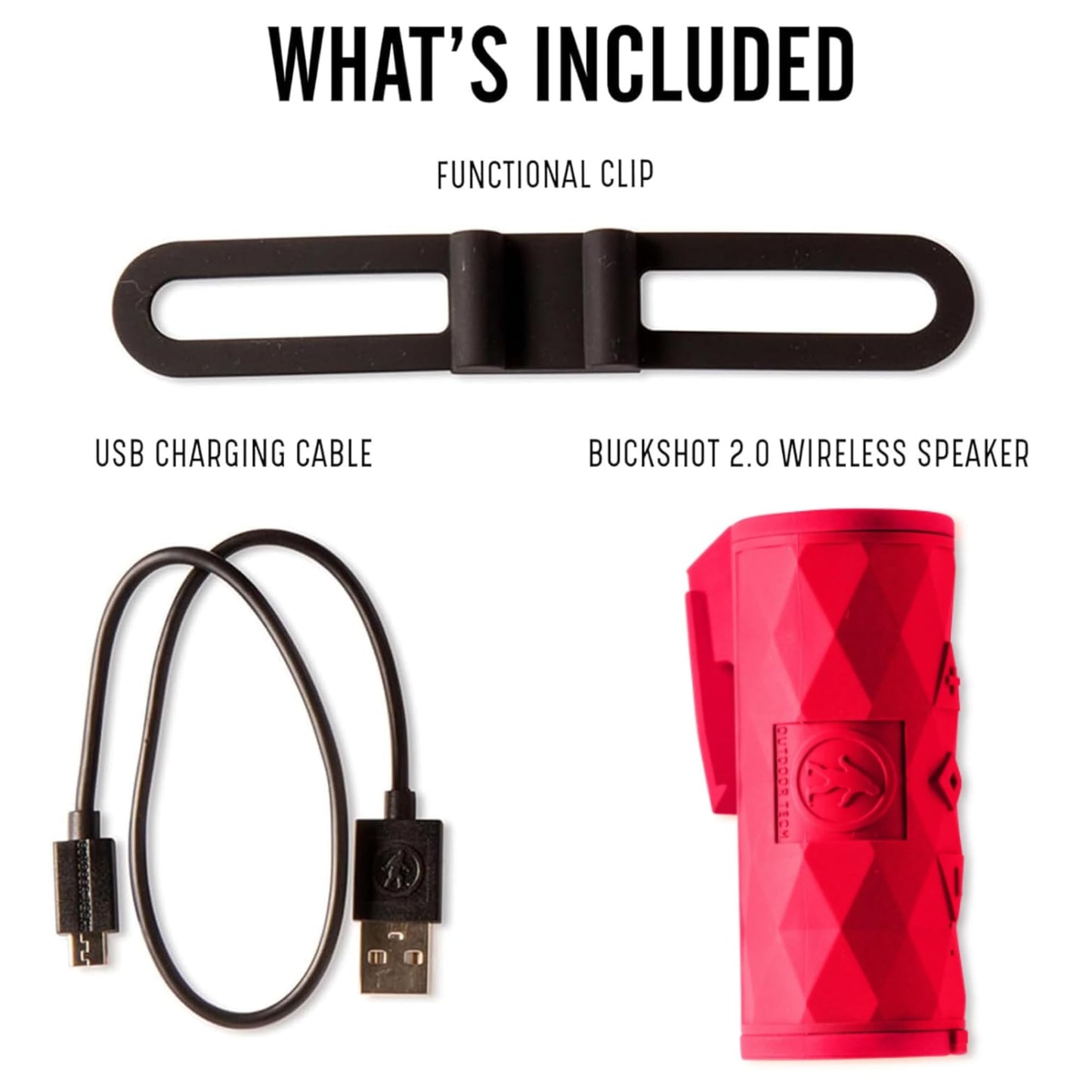 Outdoor Tech - Buckshot 2.0 Bluetooth Speaker, Red - Portable Speaker, Rugged Waterproof Wireless - Perfect for Biking, Boats, Camping, Hiking, Pool