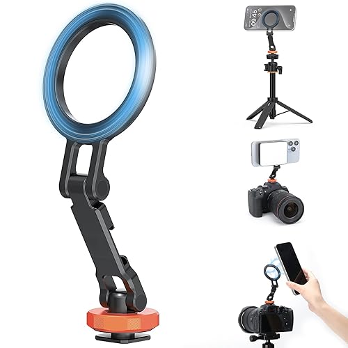 XIAOTJ Universal Magnetic Phone Tripod Mount Metal Cell Phone Camera Holder Adapter w Cold Shoe 1/4" Thread, for Magsafe Cold Shoe Mount for iPhone