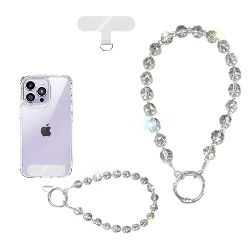 AOPNN High-end crystal Wrist Straps Cellphone Lanyard Suitable for most mobile phones ?Keys (Crystal Black)