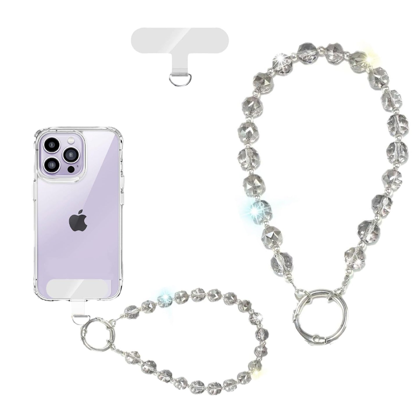 AOPNN High-end crystal Wrist Straps Cellphone Lanyard Suitable for most mobile phones ?Keys (Crystal Black)