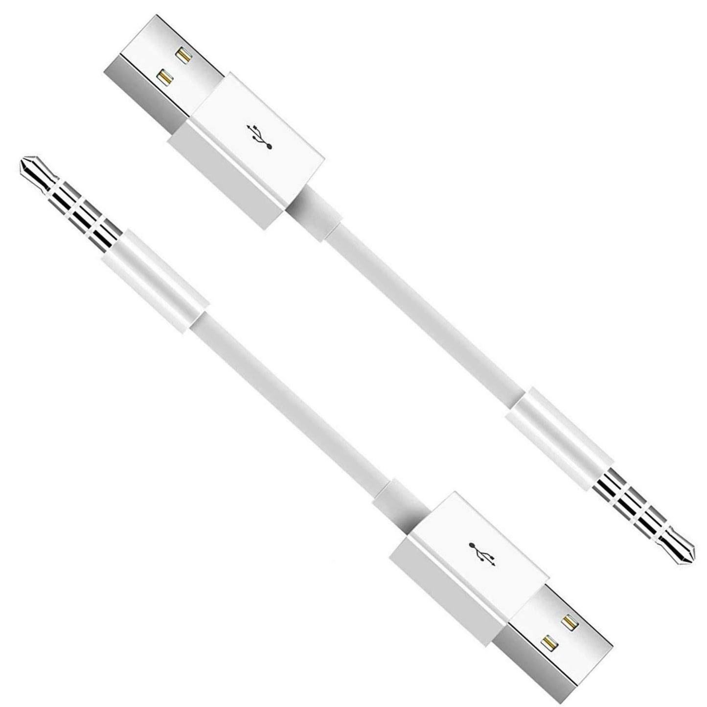 for iPod Shuffle Cable, 2-Pack 3.5mm Jack Plug to USB Charger + SYNC Data Replacement Cable Compatible for Apple iPod Shuffle 3rd 4th 5th Generation