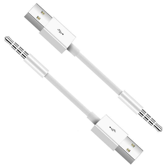 for iPod Shuffle Cable, 2-Pack 3.5mm Jack Plug to USB Charger + SYNC Data Replacement Cable Compatible for Apple iPod Shuffle 3rd 4th 5th Generation