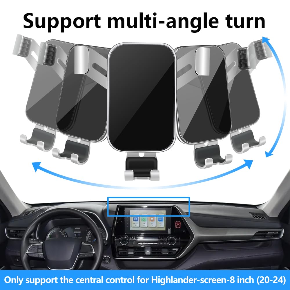 LUNQIN Car Phone Holder for Toyota Highlander 2020 2021 2022 2023 2024 2025 2026 L LE XLE XSE [ 8 inch Touch Screen ]Auto Interior Accessories Best