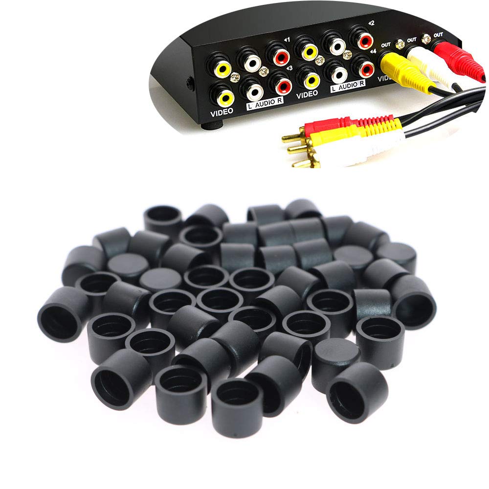 RCA Female Connector Dust Proof Cap Protector Cover 100 Pcs Black