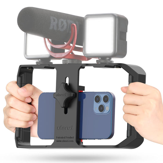 ULANZI U Rig Pro Smartphone Video Rig, Filmmaking Vlogging Case, Phone Video Stabilizer Grip Tripod Mount for Videomaker Film-Maker Video-grapher