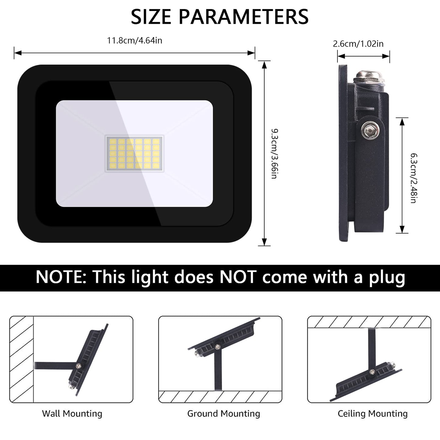 MIHEAL Ultra-Thin 30W Cool White 6000K LED Flood Light Spotlight Led Search Lamp 110V Floodlights for Outdoor Garden Street Square