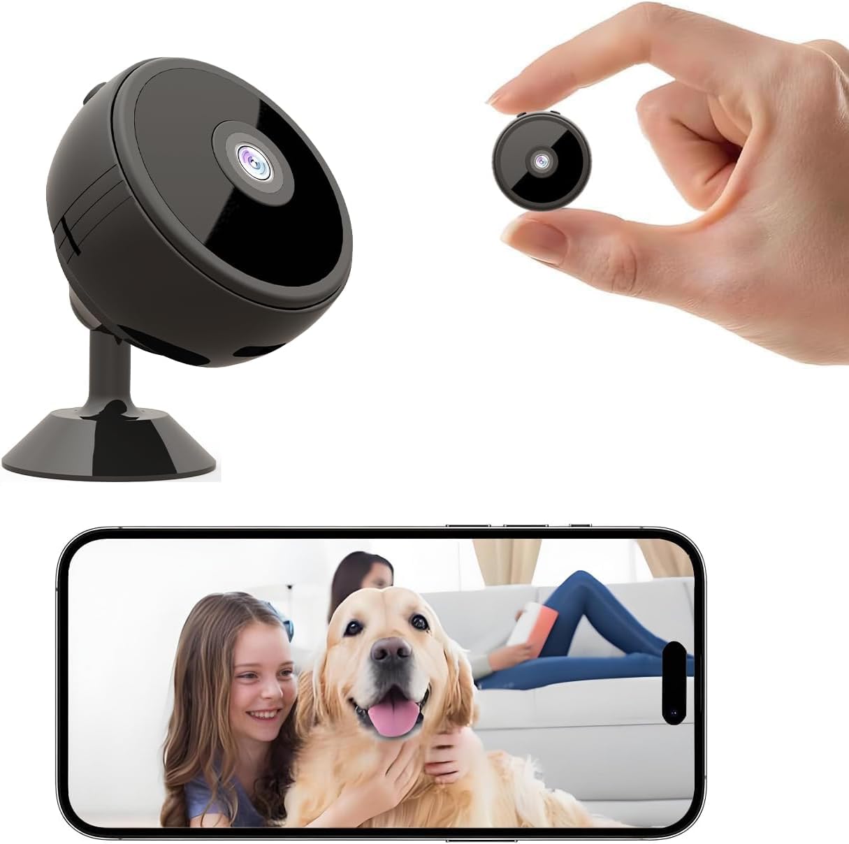 Foivtrui Mini Camera, 1080P HD WiFi Indoor Camera for Baby/Pet/Nanny, Wireless Security Surveillance Camera, Motion Detection, Remote Reviewing, Night