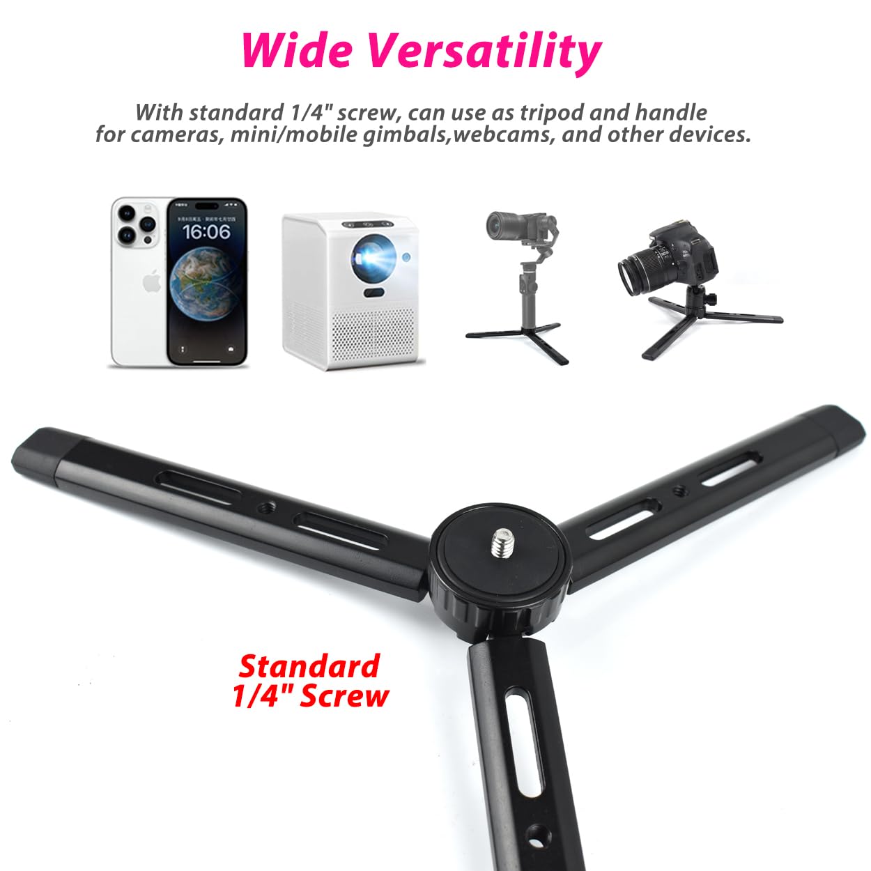 Akeipho Adjustable Aluminum Mini Tripod - Desktop Tabletop Stand for DSLR Cameras, Zhiyun Weebill/Smooth/Crane, DJI Ronin S/SC/RSC/RS, Osmo Mobile