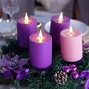 FPOO Advent Candles Battery Operated Set of 4, Flameless Candles with Remote Timer for Advent Wreath Church Décor (3‘’x 5‘’)
