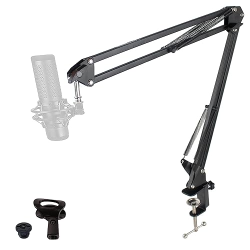 ChromaCast Pro Series 28" Scissors Arm Adjustable Microphone Desk Stand with Boom Suspension, Includes Mic Clip (CC-SDMIC-STAND-28)