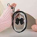 QLD COVER Charging Cable Storage Bag, Cute 3D Bow Tie Waves Design Transparent Compact Travel Cables Carrying Storages Case Electronic Accessories