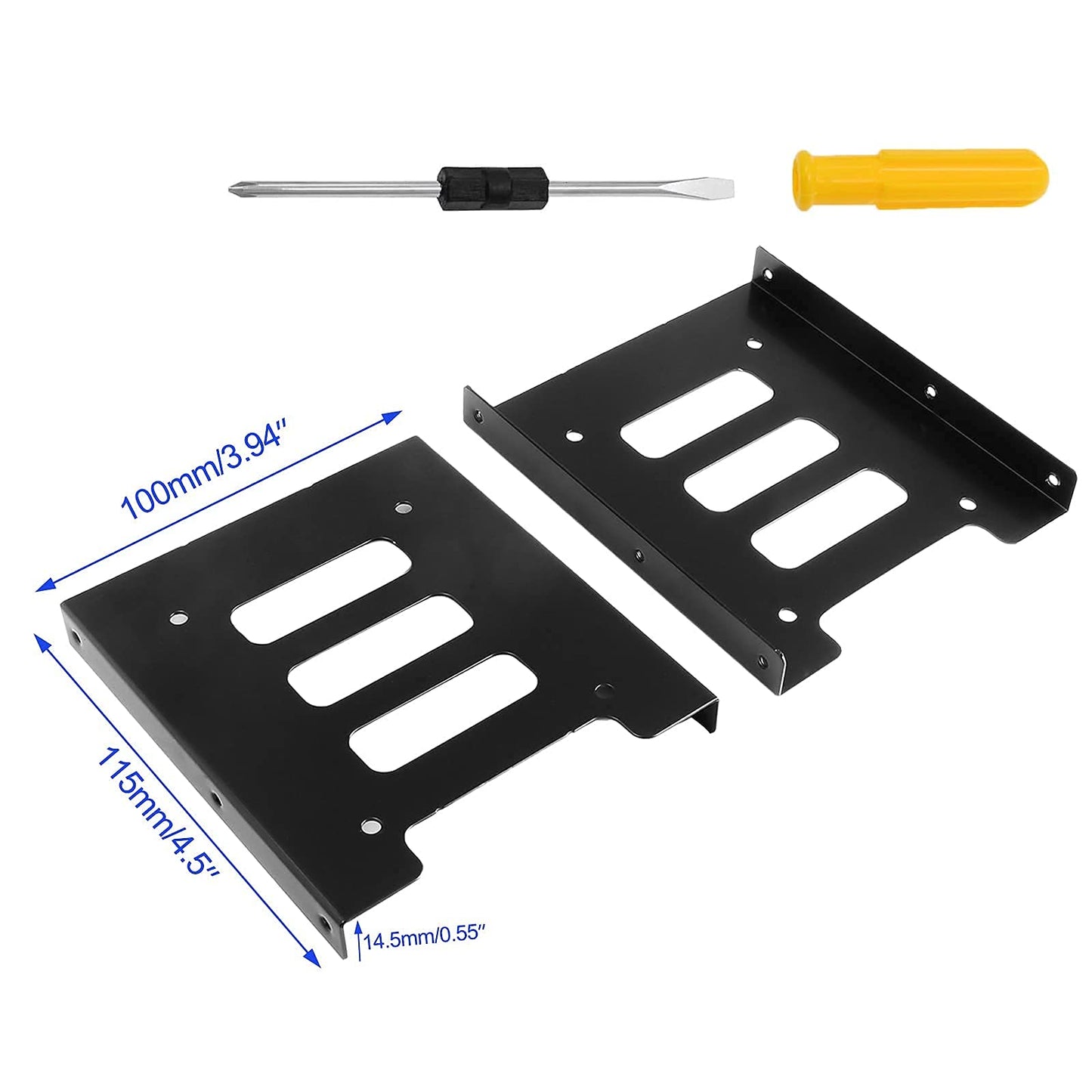 suiwotin 4PCS SSD Bracket 2.5 to 3.5 Adapter, SSD HDD Hard Disk Drive Bays Holder, SSD Mounting Bracket Kit Metal Mounting Bracket Adapter
