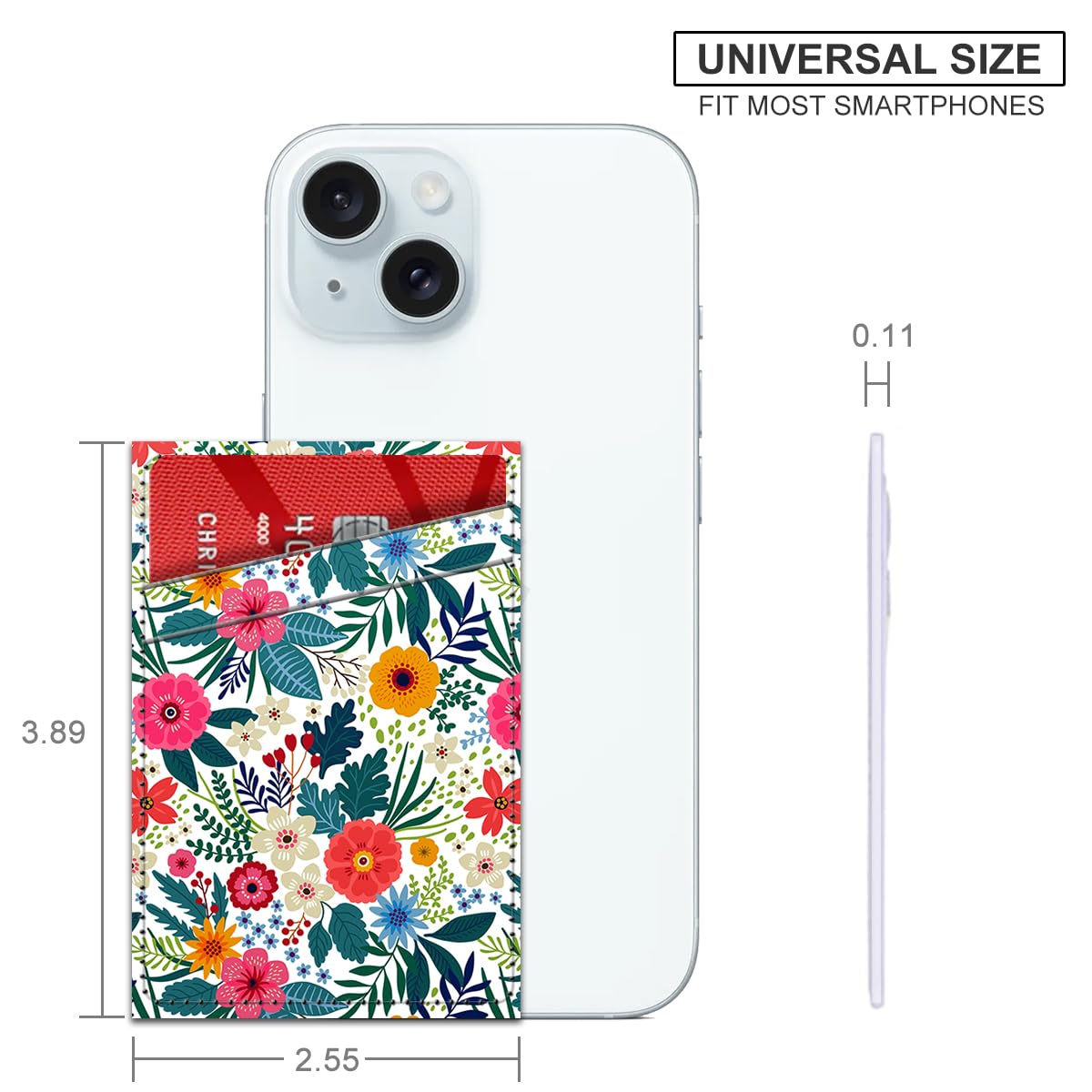 Aeltrp Phone Card Holder, Dual Pocket Leather Phone Wallet Adhesive Stick On, Cute Card Holder, Credit Card Holder for Phone Case Compatible with Most