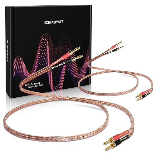 UCINNOVATE 2Pack 4m 13AWG Speaker Cable, Audiophile Grade Speaker Cable with Gold Plated Banana Plugs, Pre-Connected HiFi Copper Speaker Wire bi wired