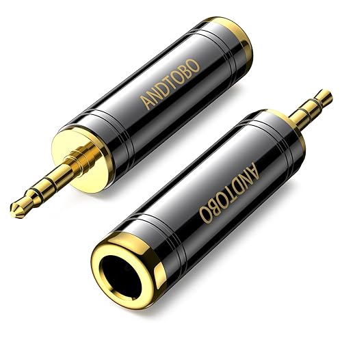 ANDTOBO 1/4'' to 3.5 mm Stereo Pure Copper Headphone Adapter, 3.5 mm(1/8'') Plug Male to 6.35 mm (1/4'') Jack Female Stereo Adapter for Headphone, Amp