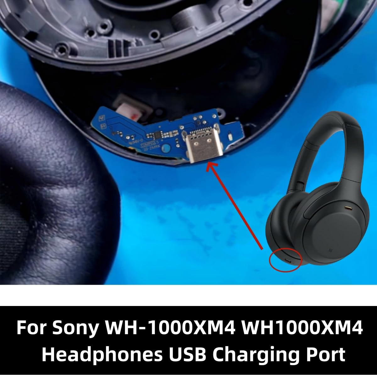 KUBOJSDLZ USB Charging Port Replacement for Sony WH-1000XM4 Wireless Bluetooth Noise Canceling Over-Ear Headphones Charging Port Board Repair Kit