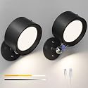 Yuewilai LED Reading Lights, Rechargeable USB Wall Mounted Sconces 3 Color Temperatures, 360° Rotate Magnetic Ball LED Wall Mounted Cordless Lamp