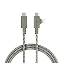 Smartish 2 in 1 USB C to USB C/Lightning Cable - Crown Joule - 6 Ft Fabric Wrapped Fast Charging Cord - for iPhone, Galaxy, Pixel - 100W Dual Fast…