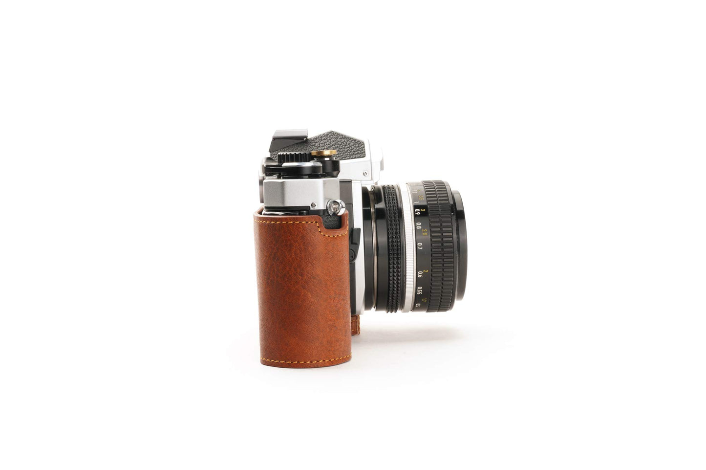 FM2 Case, BolinUS Handmade Genuine Real Leather Half Camera Case Bag Cover for Nikon FM2 FM FE FM2n FE2 with Hand Strap (LavaBrown)