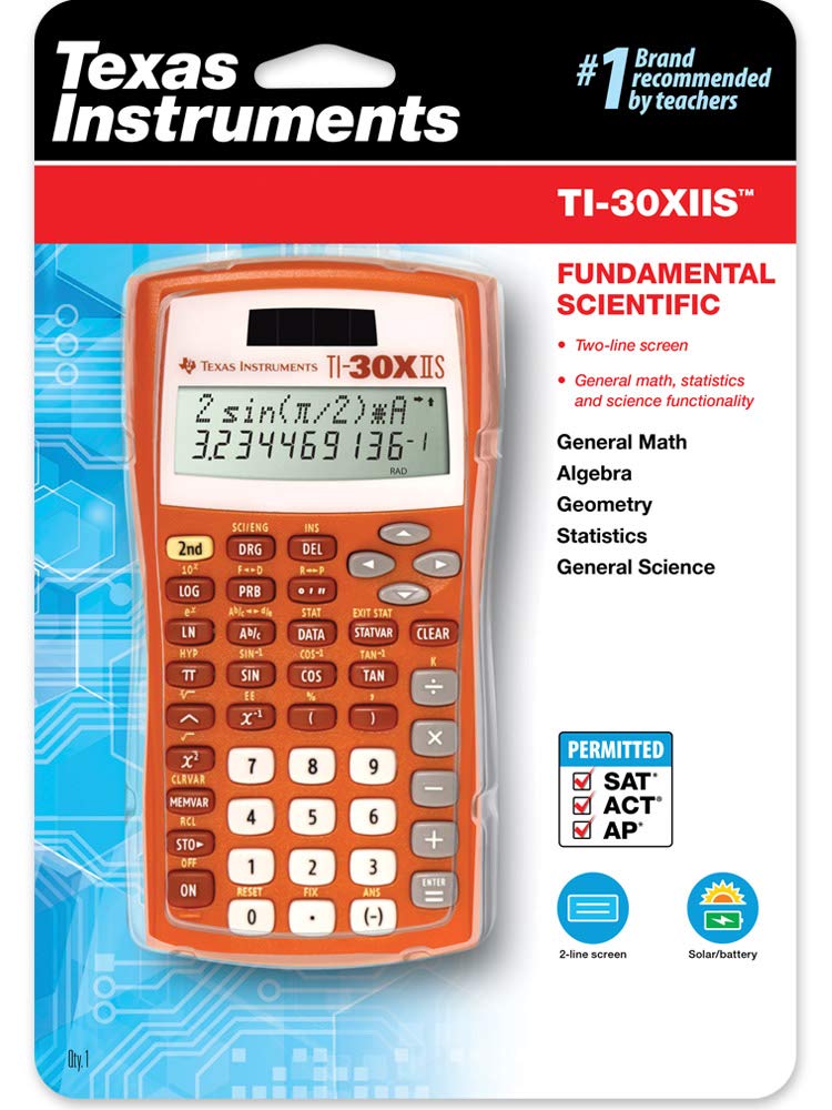 Texas Instruments TI-30X IIS 2-Line Scientific Calculator, Orange