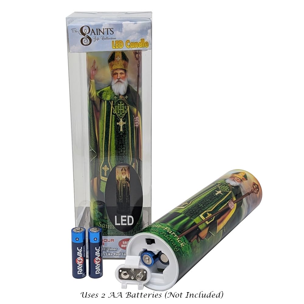 THE SAINTS COLLECTION Saint Patrick LED Flameless Devotional Prayer Candle