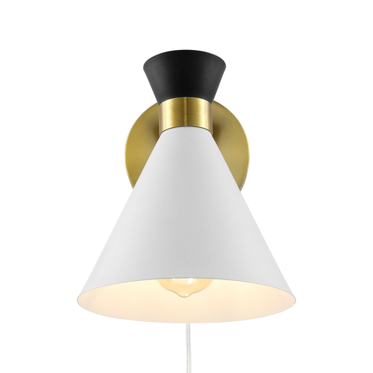 SAFAVIEH Lighting Collection Jordie Modern Black/White/Brass Downlight Wall Sconce Light Fixture, Ideal for Bathroom, Entryway, Vanity, Foyer