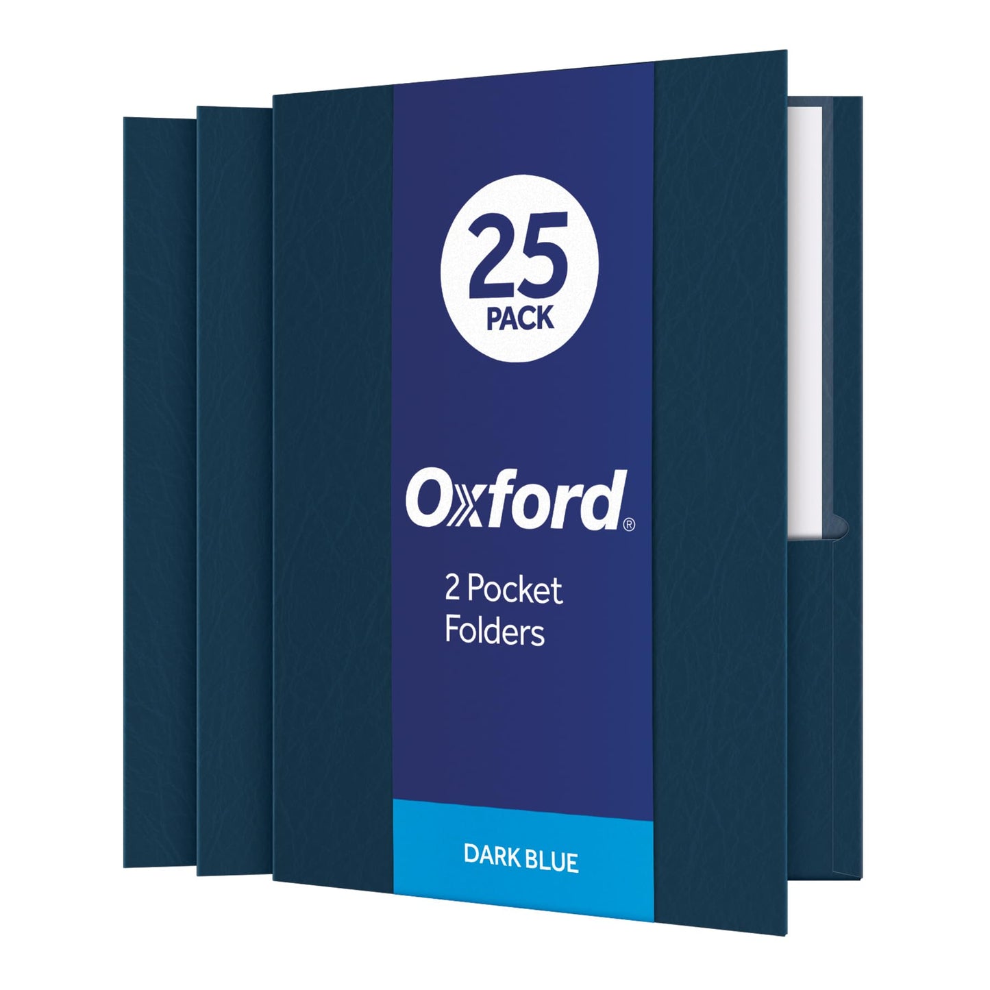 Oxford Twin-Pocket Folders, Textured Paper, Letter Size, Dark Blue, Holds 100 Sheets, Box of 25 (57538EE)