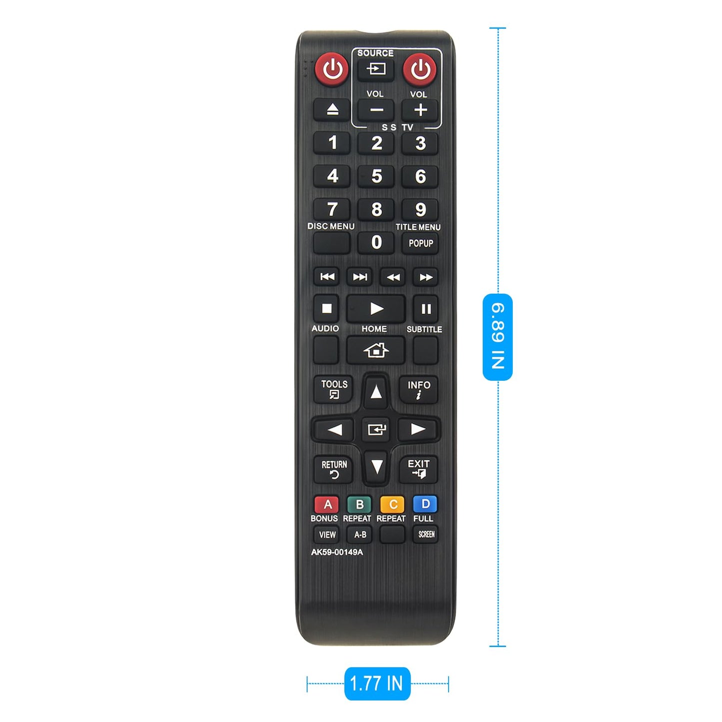 AK59-00149A Replacement Remote Control fit for Samsung BLU RAY DISC Player BD-ES5000 BD-ES5300 BD-F5100 BD-FM57C BD-HM59 Blu-ray Player