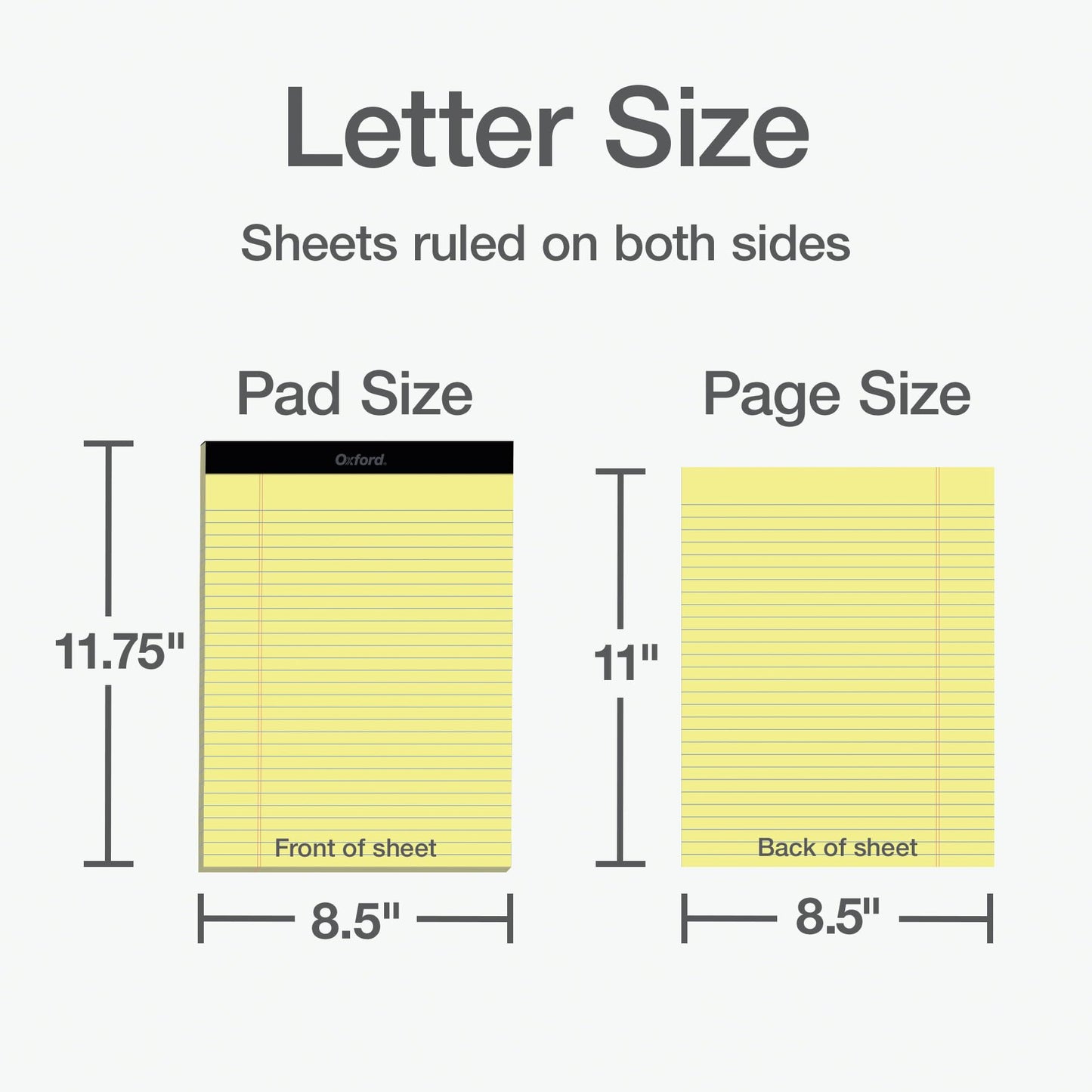Oxford Premium Legal Pads, 12 Pack, Premium Note Pads, 50 Legal Rule 8.5" x 11" Sheets, Canary Yellow Paper with Firm Back, Professional Legal