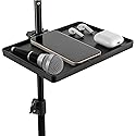 Microphone Stand Tray, Universal Clamp-On Rack Tray, Mic Stand Holder with Strong Load Capacity, Microphone Stand Shelf for Live Streaming Recording