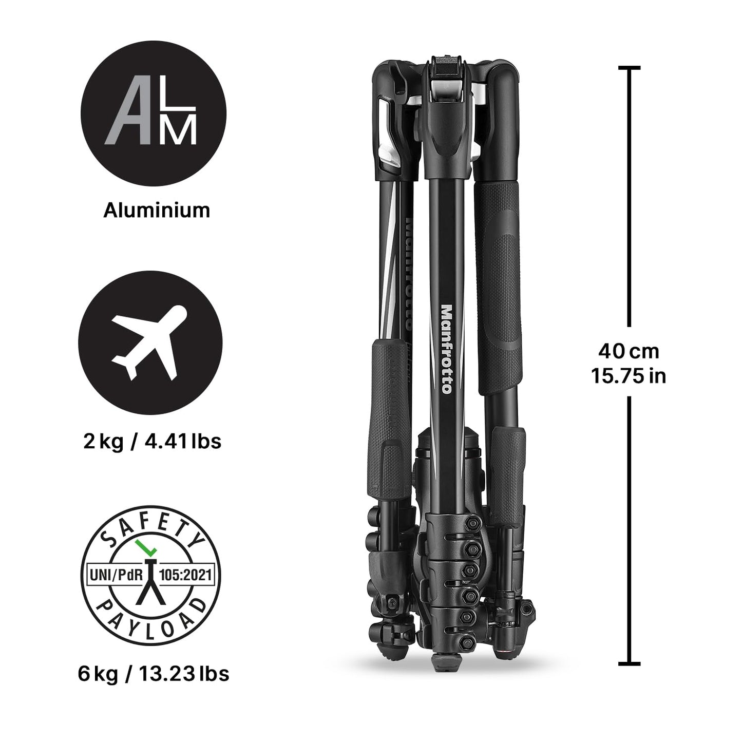 Manfrotto Befree 3-Way Live Advanced Tripod Kit, Tripod and Fluid Head in Aluminum for Cameras and Camcorders up to 6 kg, Ultra-Compact, Photography