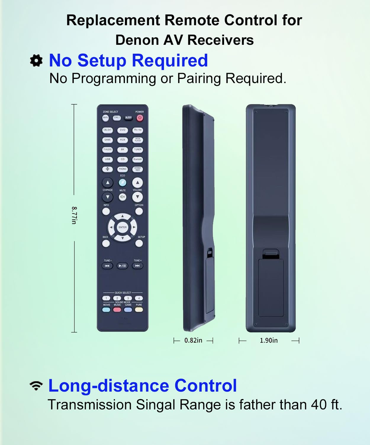 JISOWA Remote Control Replacement for Denon AVR-S960H RC-1257 AVR-X2100W RC-1226 AVR-X1800H AVR-X2600H DRA-900H AVR-S930H RC-1239 AVR-X1400H Home