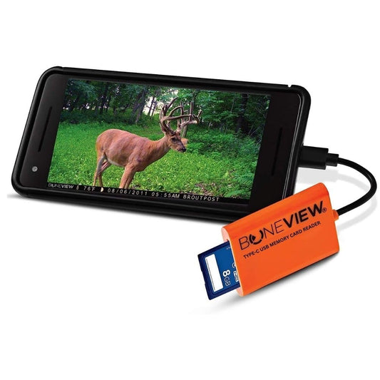 SD Card Reader for Android - Type C USB Trail Camera Viewer by BoneView - Backup Play Save and Share Deer Hunting Photo & Video from Game Cam Memory