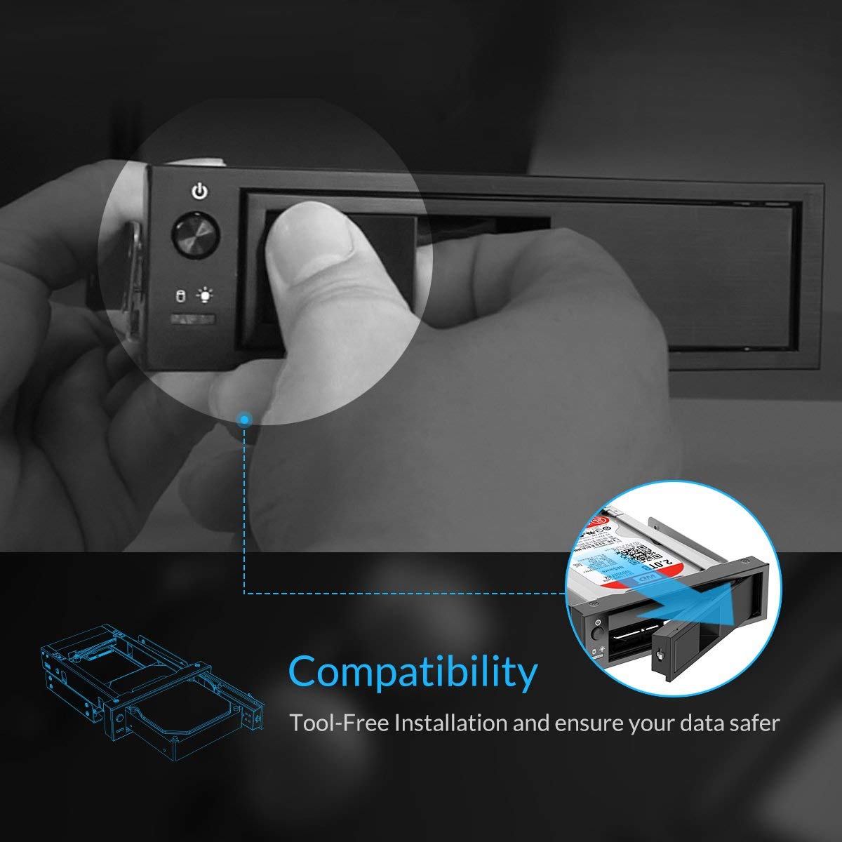 ORICO 5.25 Trayless Hot Swap Mobile Rack CD-ROM 3.5 inch Internal SATA Hard Drive SSD Adapter-1106SS