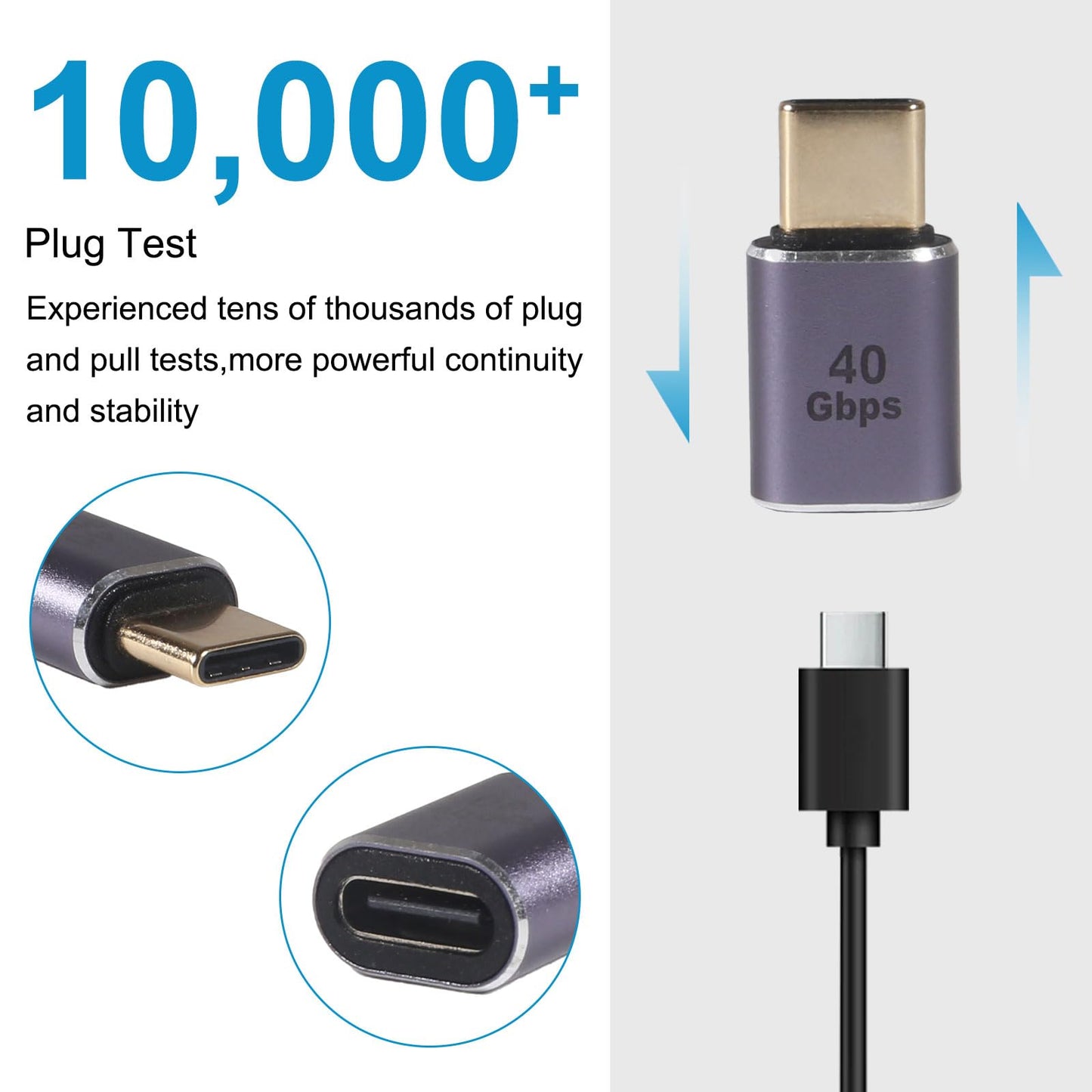 JUZITAO 4PCS USB C Extender Adapter 40Gbps USB-C Type-C Male to Female Extension Adapter,Support up to 40Gbps Data Transfer 100W Power Delivery…