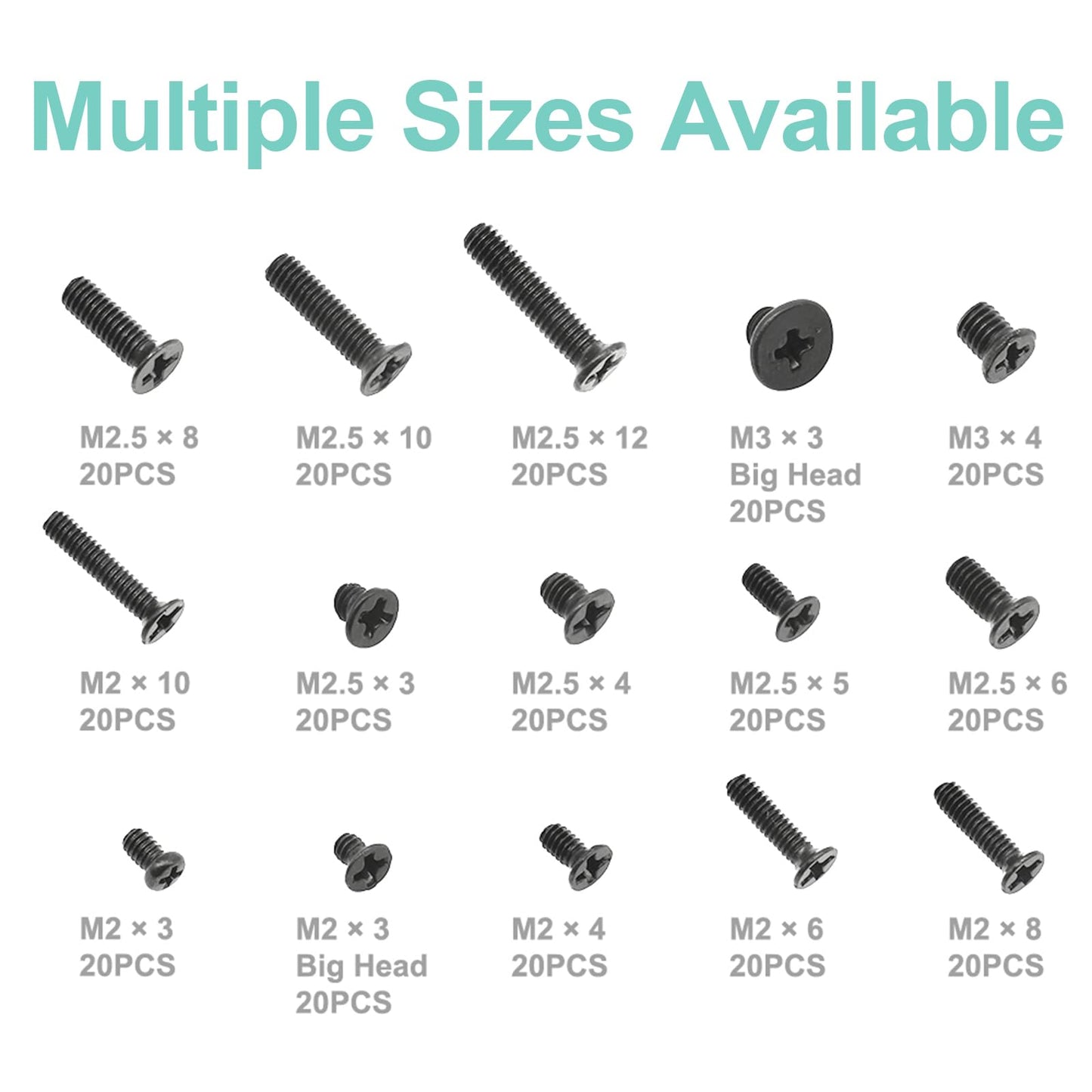QTEATAK 300Pcs Black Laptop Notebook Computer Replacement Screws Kit for Lenovo Toshiba Gateway Samsung HP IBM Dell Sony Acer Asus SSD Hard Disk SATA